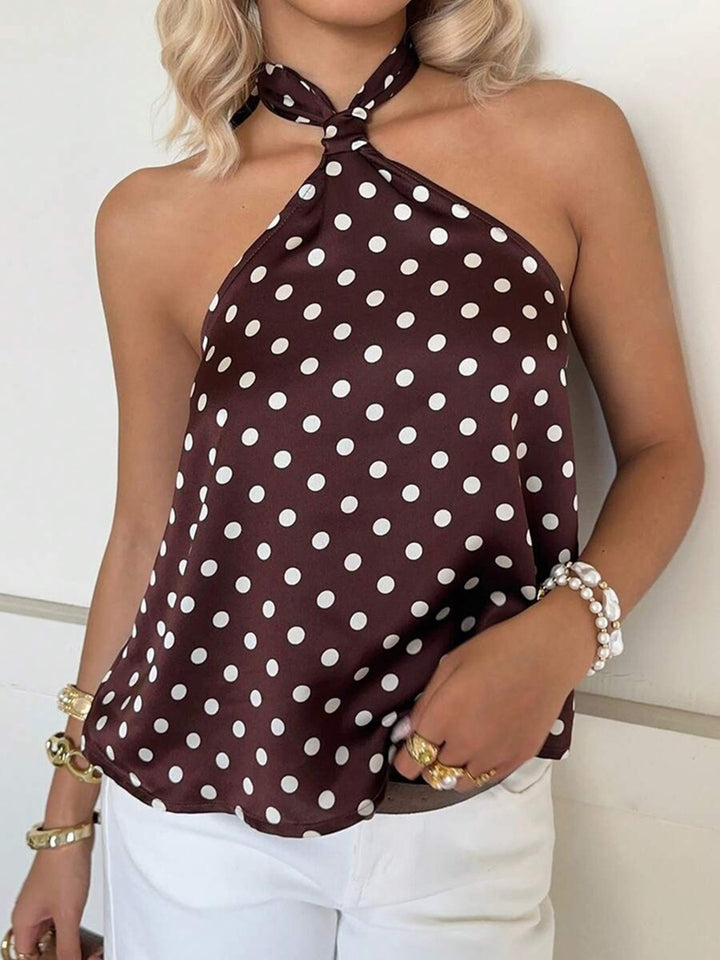 Damen Elegantes Top mit einem schulterfreien Design und verspieltem Punkte-Muster Drune