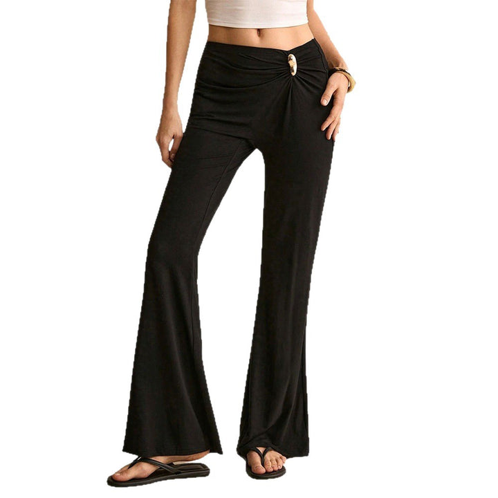 Damen Flared Pants mit schickem Raffungselement Drune