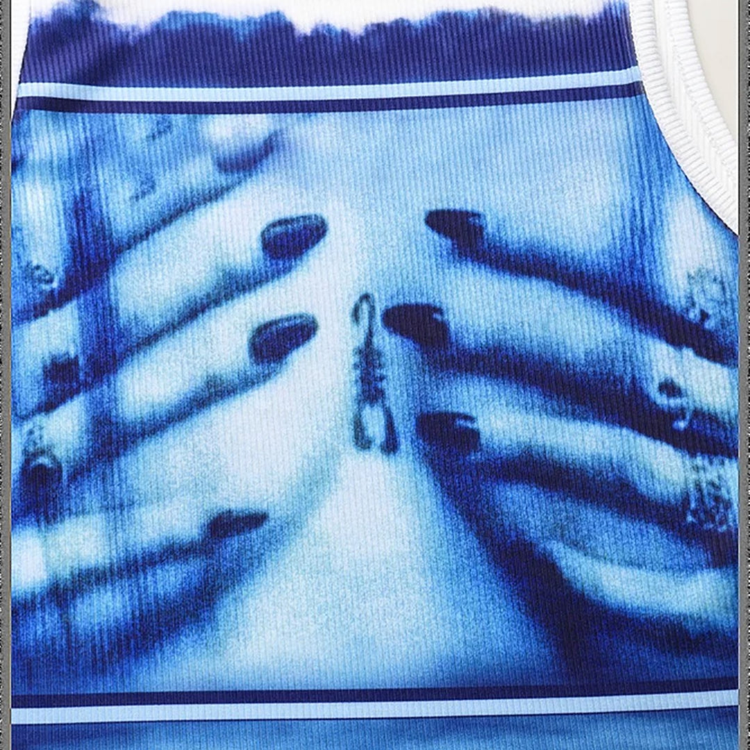 Damen Crop-Top mit kreativem Fotodruck und figurschmeichelndem Schnitt Drune