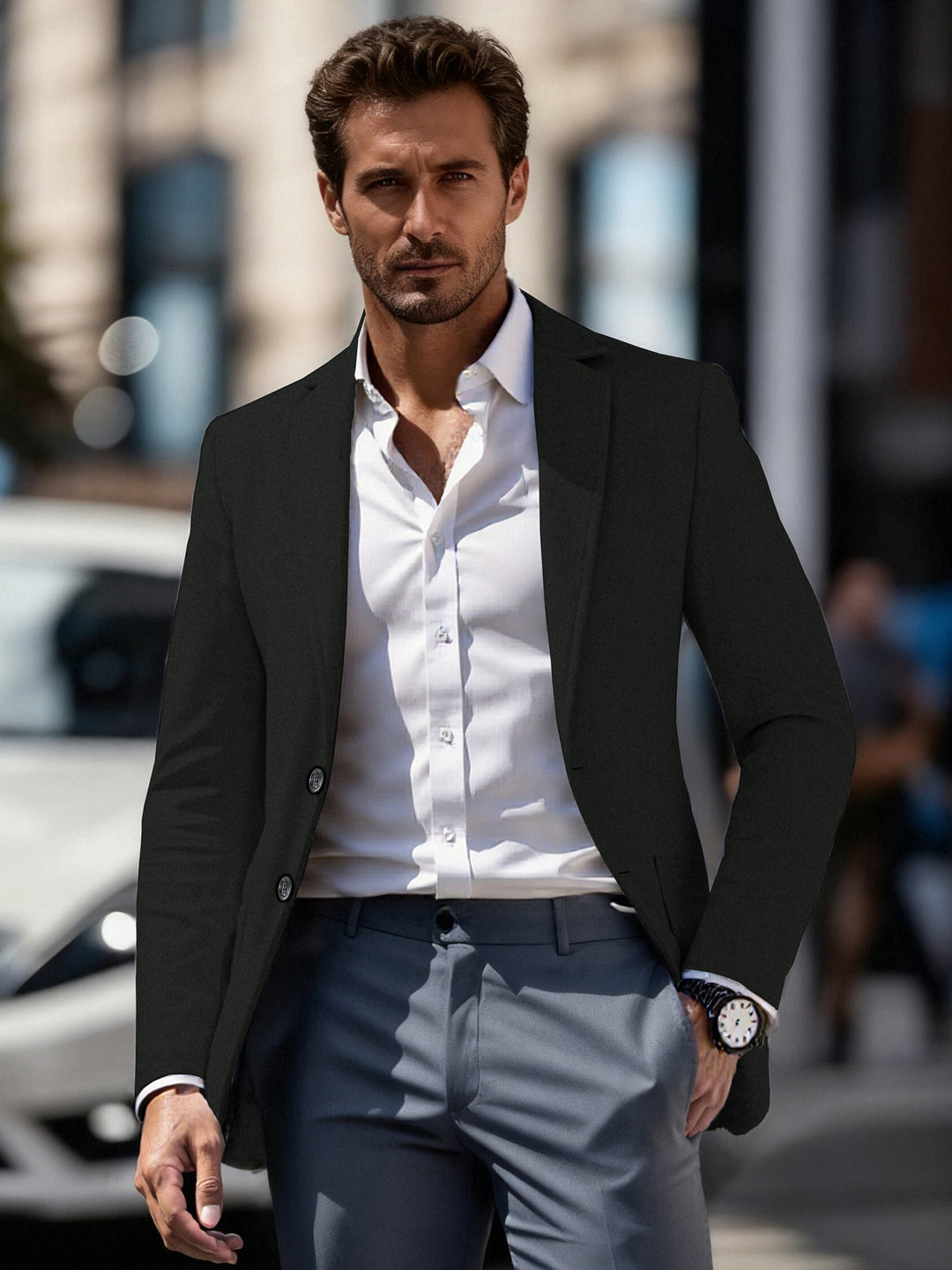 Herren eleganter Business-Anzugblazer mit schmaler Passform Drune