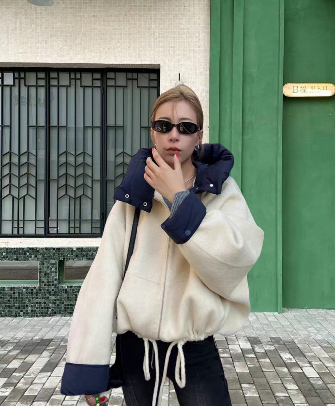 Damen Oversized Sweatjacke mit voluminösen Ärmeln und bequemen Taschen Drune