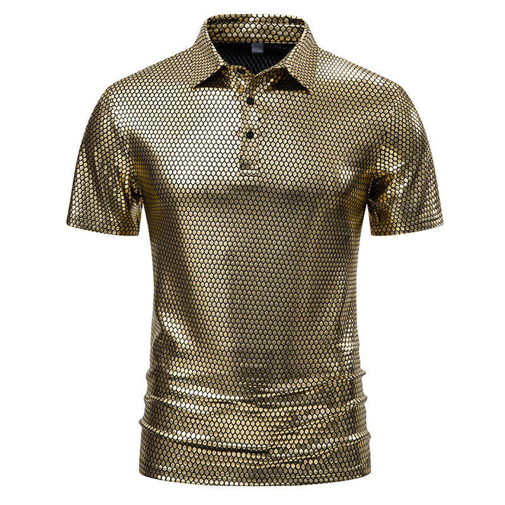 Herren Poloshirt mit glänzendem Honigwaben-Muster Drune