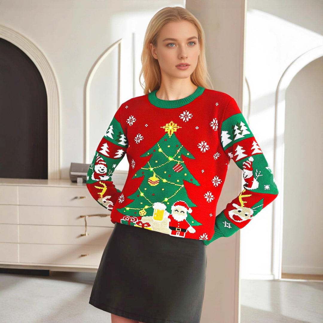 Damen festlicher Weihnachts-Strickpullover mit einzigartigem Motiv Drune