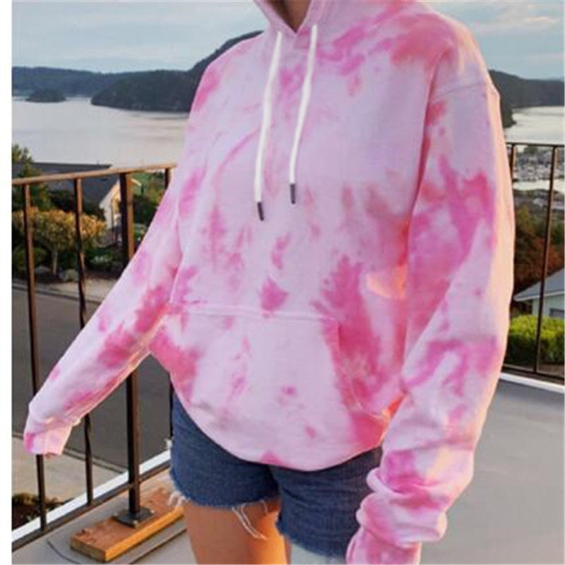 Damen lässiger Kapuzenpullover mit einzigartigem Batikdesign Drune