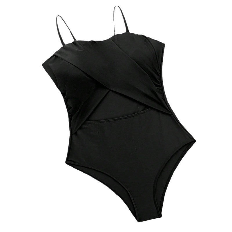 Damen Einteiliger Badeanzug mit modischem Wickel-Design Drune