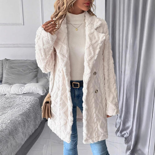 Damen Weiche Plüschjacke mit elegantem Zopfdesign Drune