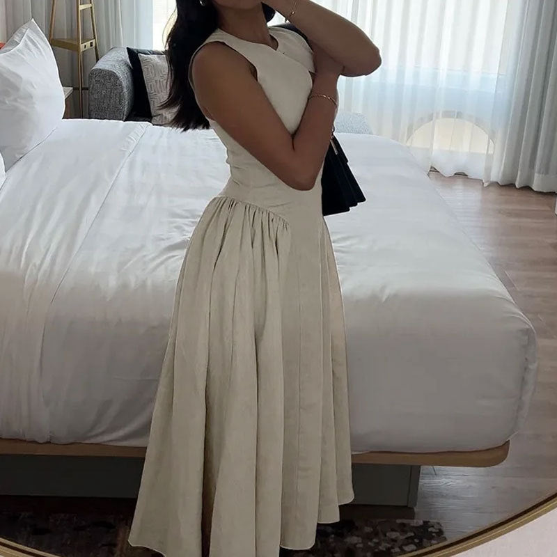 Damen Maxikleid mit schickem Schlüsseleffekt und voluminösem Rock Drune