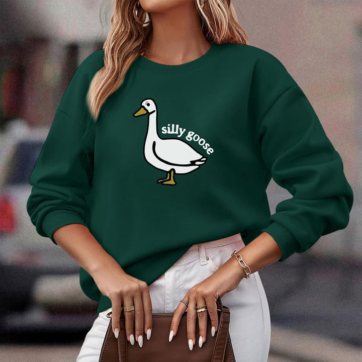 Damen Sweatshirt mit verspieltem Entenmotiv und lässigem Schnitt Drune