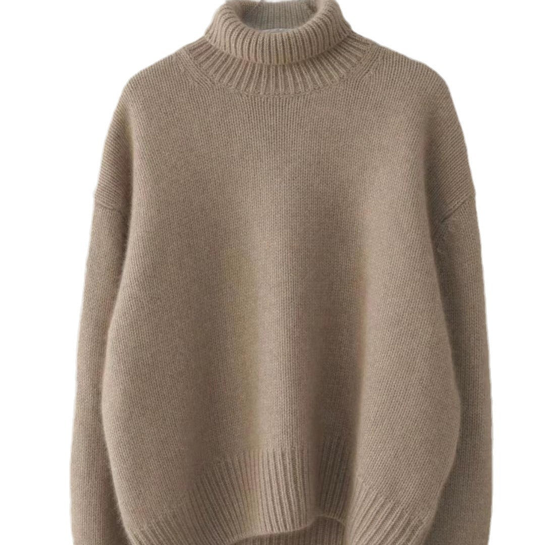 Damen gemütlicher Rollkragenpullover aus feiner Wolle Drune