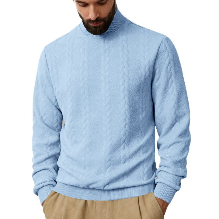 Herren nan Strickpullover mit Stehkragen, Zopfmuster, weichem Rippbündchen und Regular Fit Drune