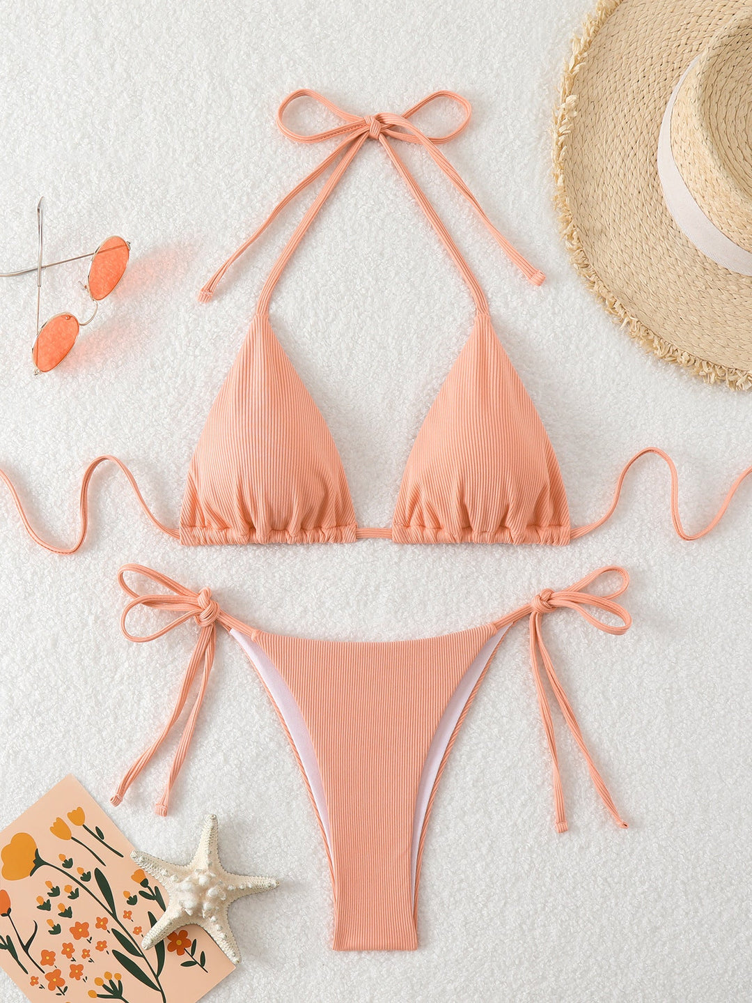 Damen Triangel-Bikini mit verstellbaren Riemen und raffinierten Details Drune