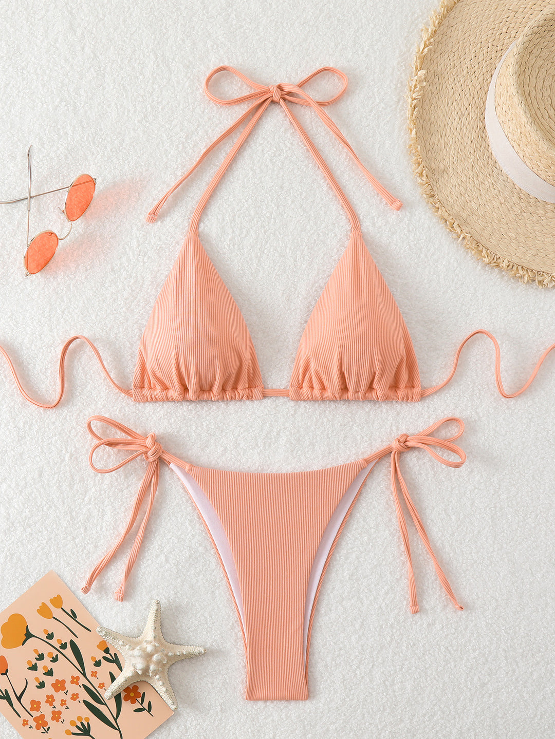 Damen Triangel-Bikini mit verstellbaren Riemen und raffinierten Details Drune