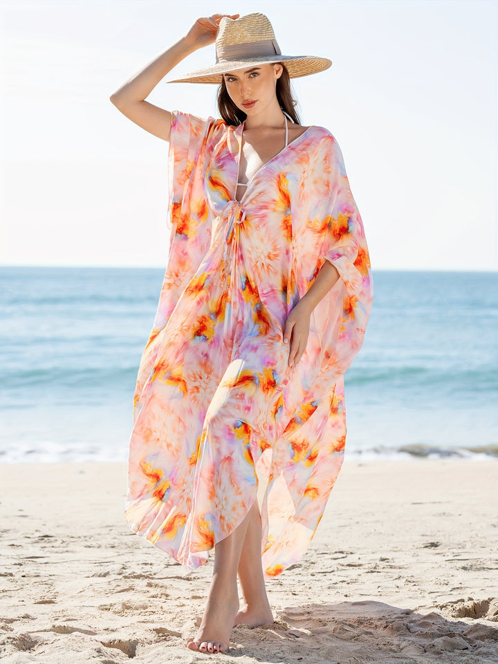 Damen Strandkleid mit lässigem Schnitt und floraler Musterung Drune