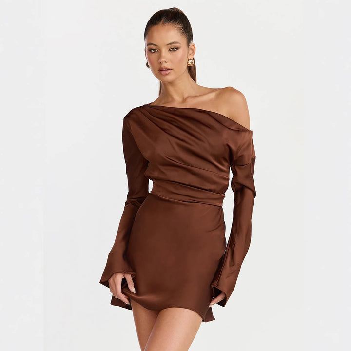Damen Cocktailkleid mit asymmetrischem Design und elegantem Off-Shoulder-Ausschnitt Drune