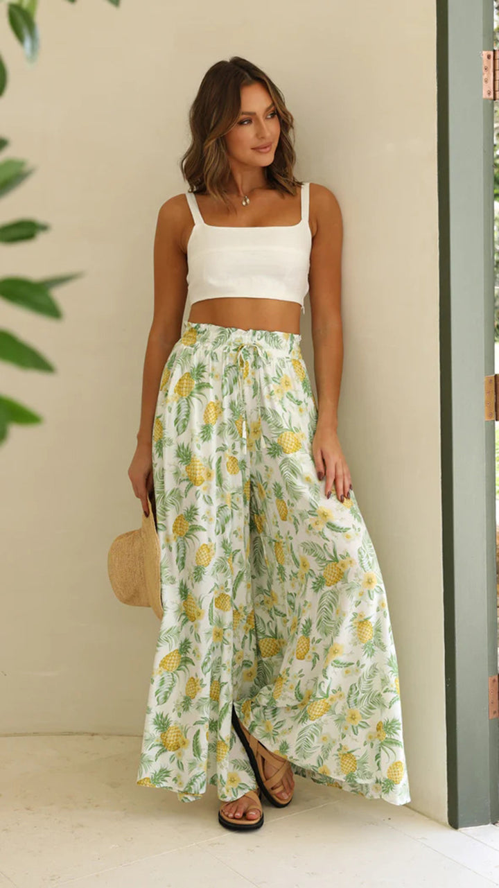 Damen weite Sommerhose mit elastischem Bund und praktischen Taschen Drune