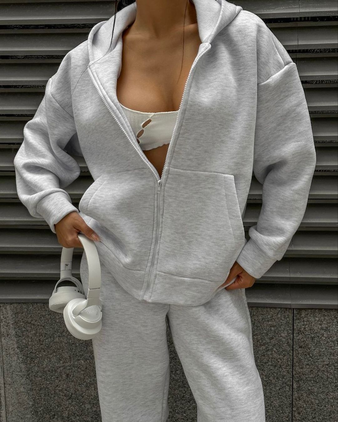 Damen Sportliches Set aus Kapuzenjacke und Jogginghose Drune
