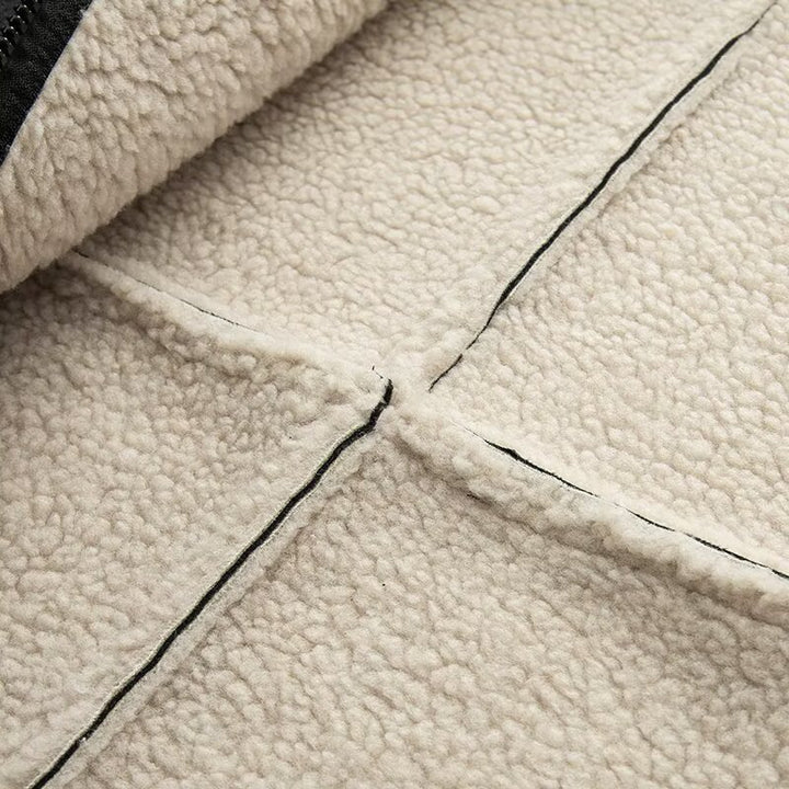 Damen Kunstlederjacke mit warmem Sherpa-Futter und praktischen Taschen Drune
