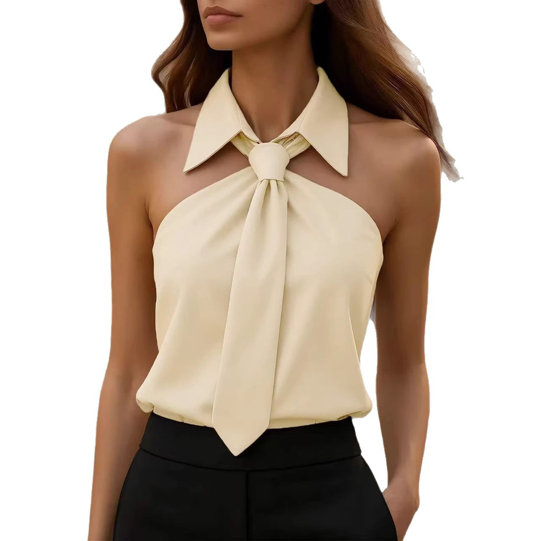Damen Bluse mit elegante Kragen- und Bindebanddetail Drune