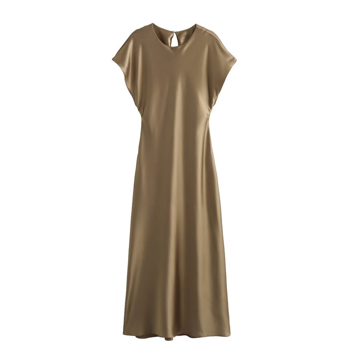 Damen elegantes Maxikleid mit fließendem Schnitt und modernem V-Ausschnitt Drune