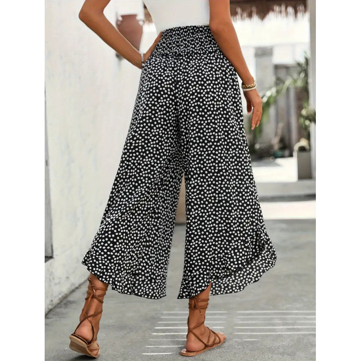 Damen Freizeithose mit weitem Bein und modernem Polka-Dot-Muster Drune