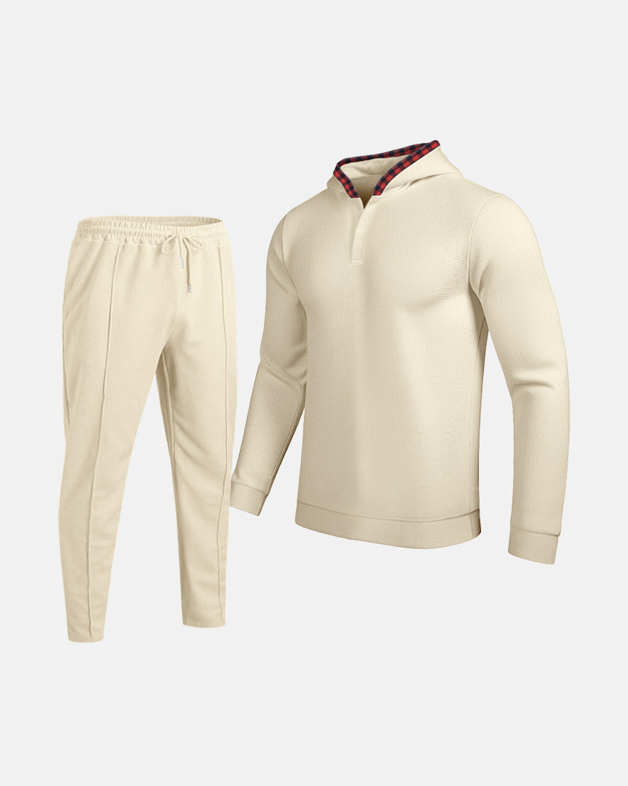 Herren Sportlicher Hoodie mit Karodetails und passtgenauen Jogginghose Drune