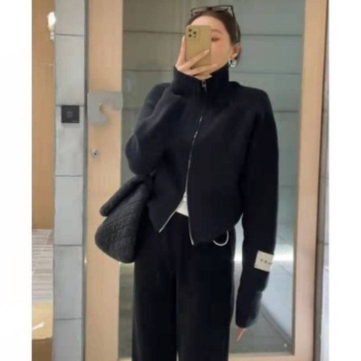 Damen Strickjacke mit hochwertigem Reißverschluss und Stehkragen Drune