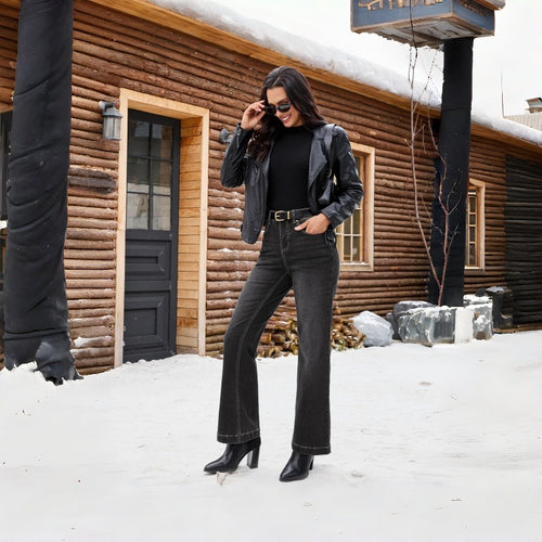 Damen High-Waist Jeans mit weitem Bein und schmaler Passform Drune