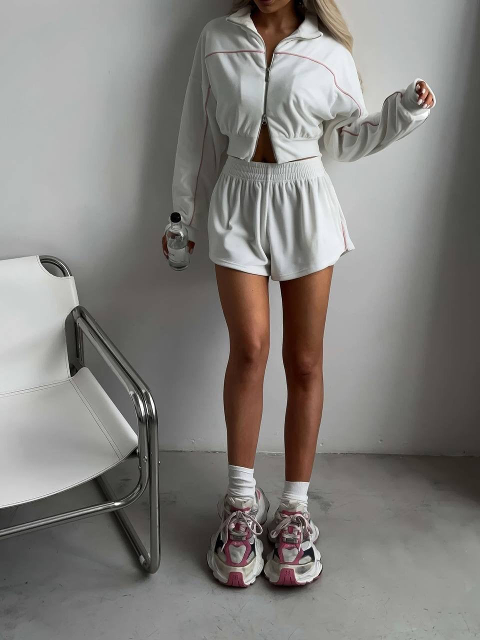 Damen lässiges Freizeit-Set mit elegantem Oversized Pullover und Shorts Drune