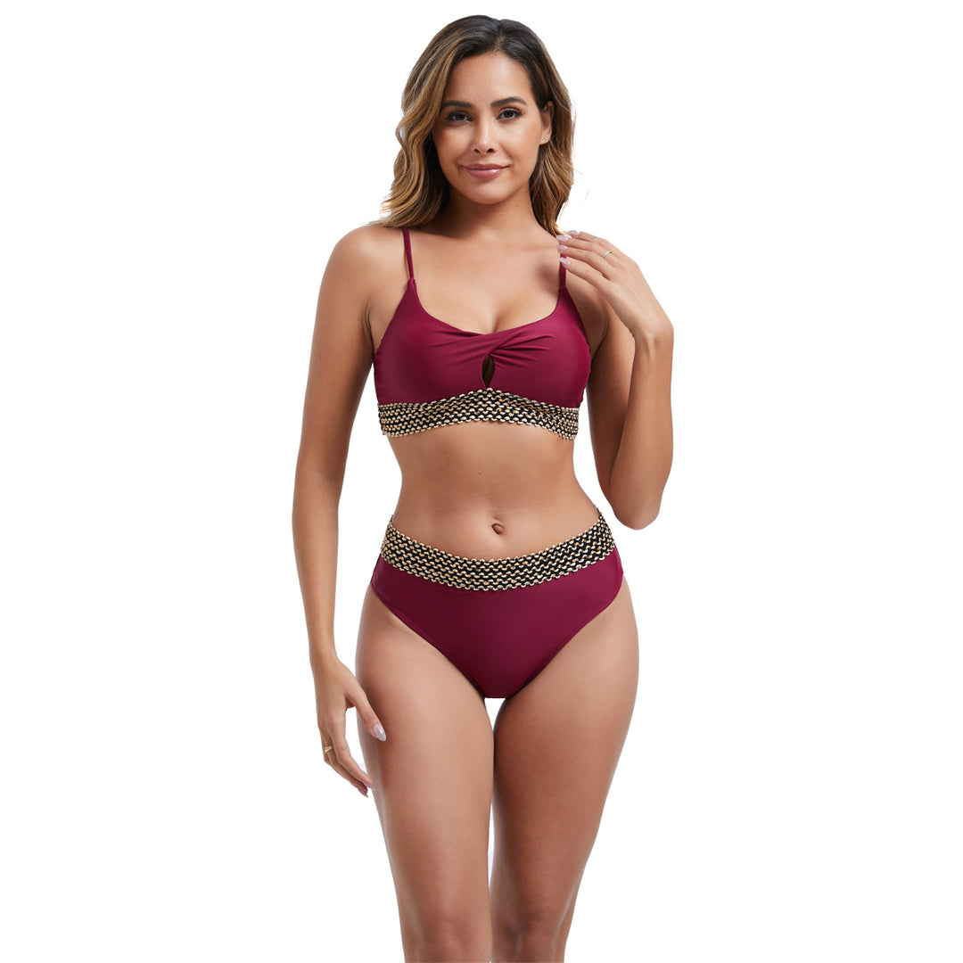 Damen Hochtailliertes Bikini-Set mit modischen Akzentdetails Drune