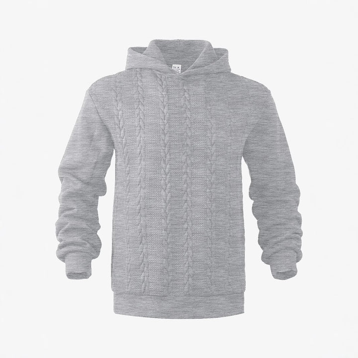 Herren nan Kapuzenpullover im Stricklook mit Zopfmuster und geripptem Saum Drune