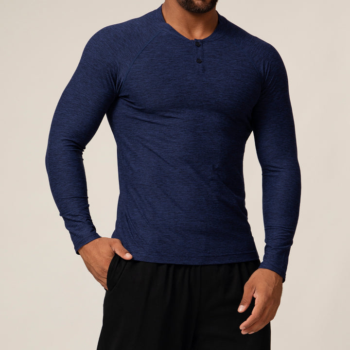 Herren Langarmshirt mit Knopfleiste Drune