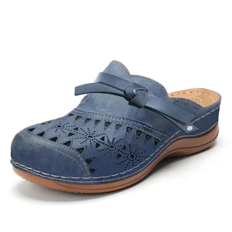 Damen Komfortable Clogs mit filigranem Durchbruchdesign und elegantem Riemen Drune
