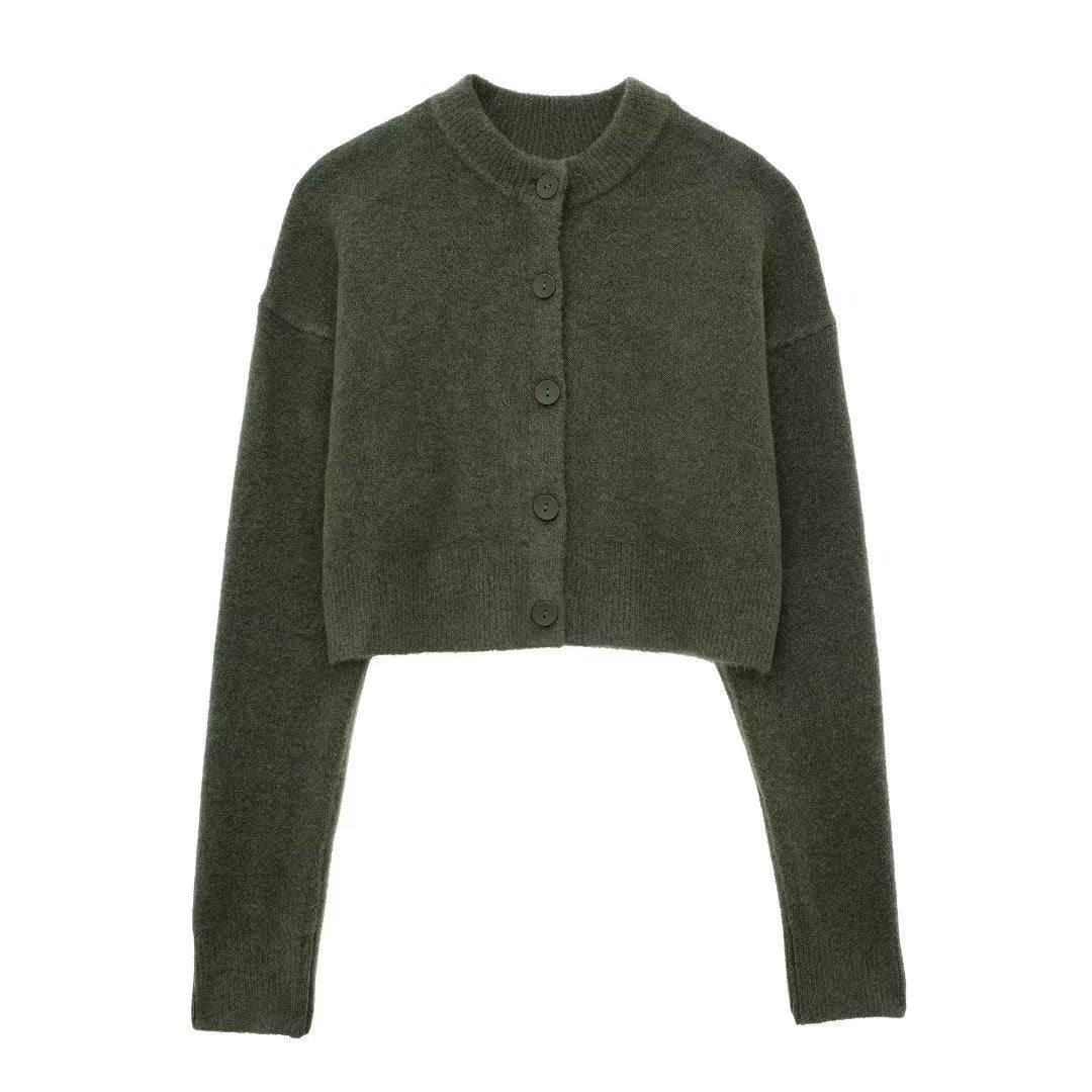 Damen Kurzpullover mit knopfbeschichtetem Design Drune