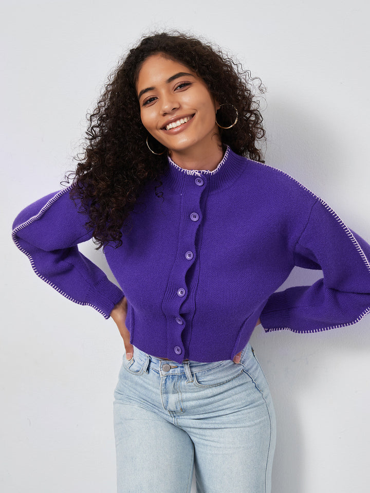 Damen cropped Strickjacke mit dekorativen Knopfdetails Drune