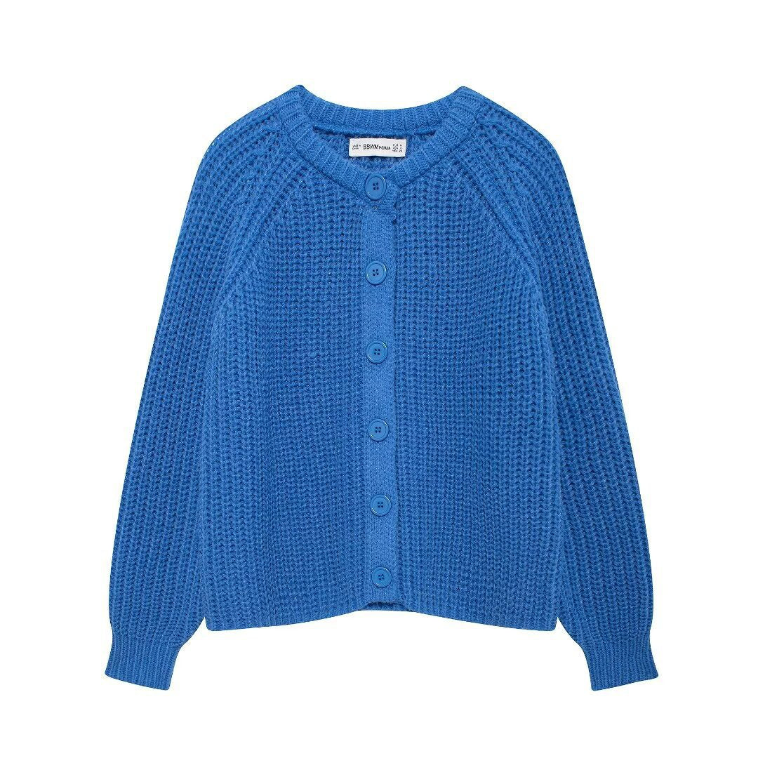 Damen nan grob gestrickte Raglan-Cardigan mit Ballonärmeln und durchgehender Knopfleiste Drune