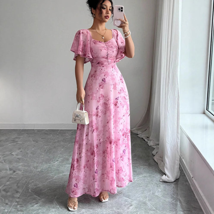 Damen Maxikleid mit fließendem Schnitt und romantischem Blumenmuster Drune
