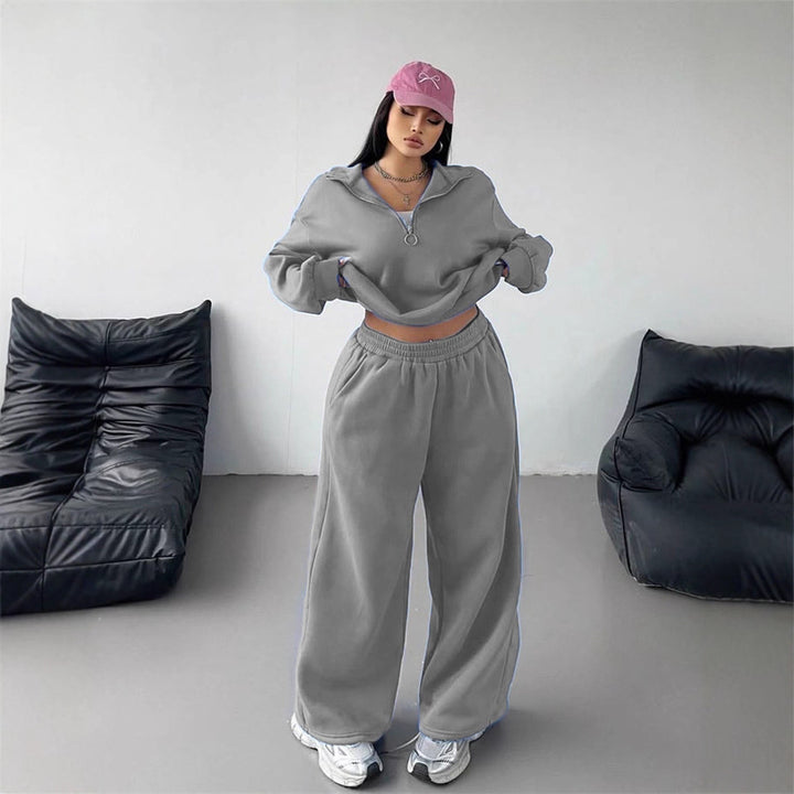 Damen Kuscheliges Fleece-Set mit hohem Kragen Drune