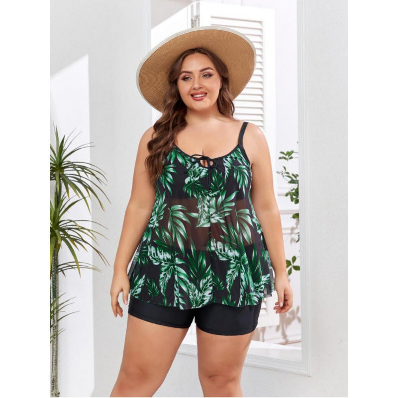 Damen Tankini-Set mit floralem Oberteil und figurbetonendem Unterteil Drune