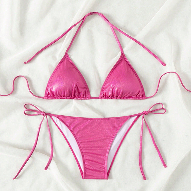 Damen Triangel-Bikini mit verstellbaren Seitenbändern und glänzendem Finish Drune