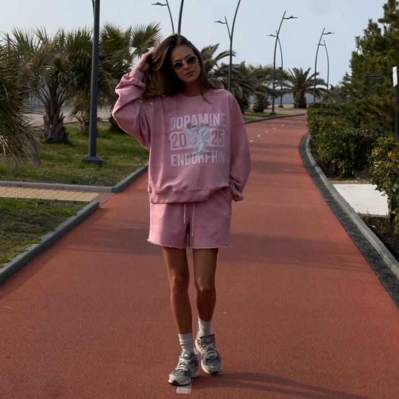 Damen lässiges Sweatshirt mit kreativem Logo-Design und bequemer Passform Drune