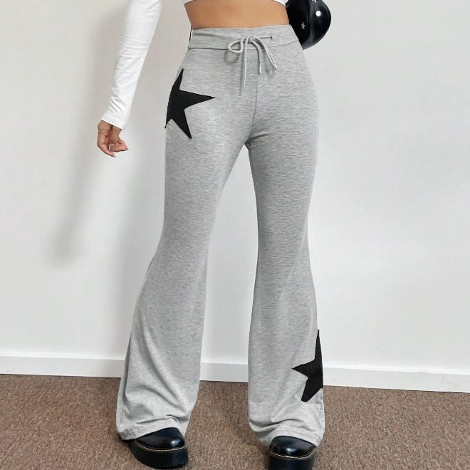 Damen lässige Sweatpants mit weitem Bein und Sternenmotiv Drune