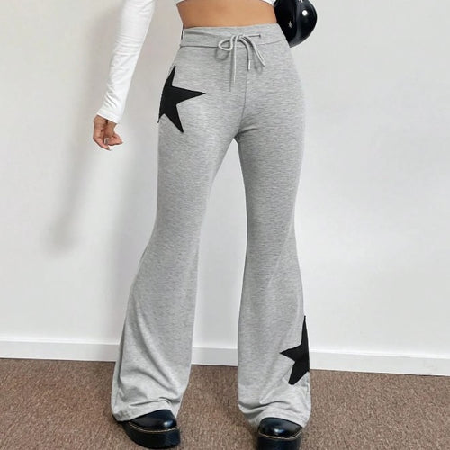 Damen lässige Sweatpants mit weitem Bein und Sternenmotiv Drune