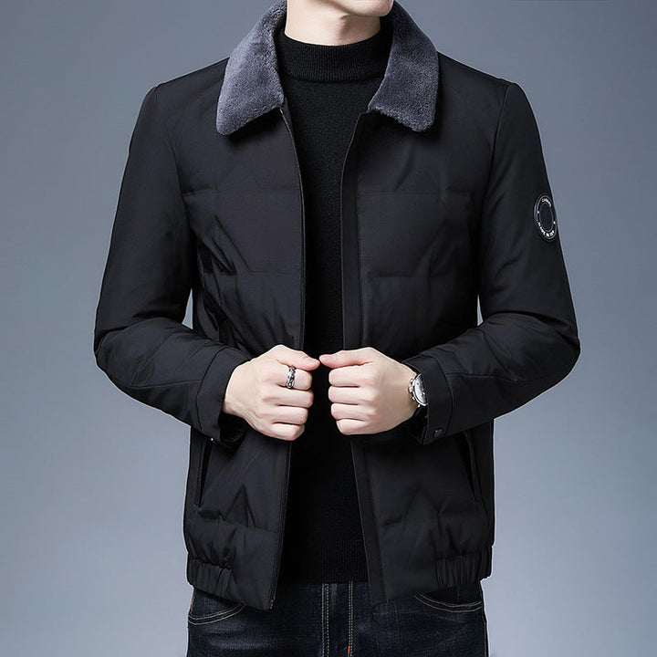 Drune | Daunenjacke Slim Fit Kurze Länge Abnehmbarer Pelzkragen Isolierendes Material