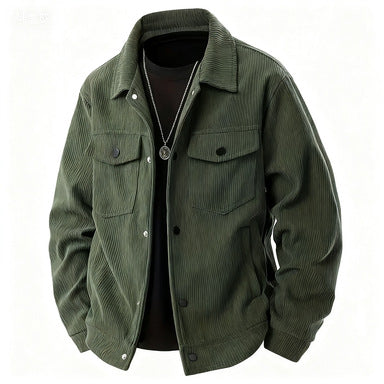 Herren nan Cordjacke im klassischen Arbeiterjacken-Schnitt mit Druckknöpfen und Brusttaschen Drune