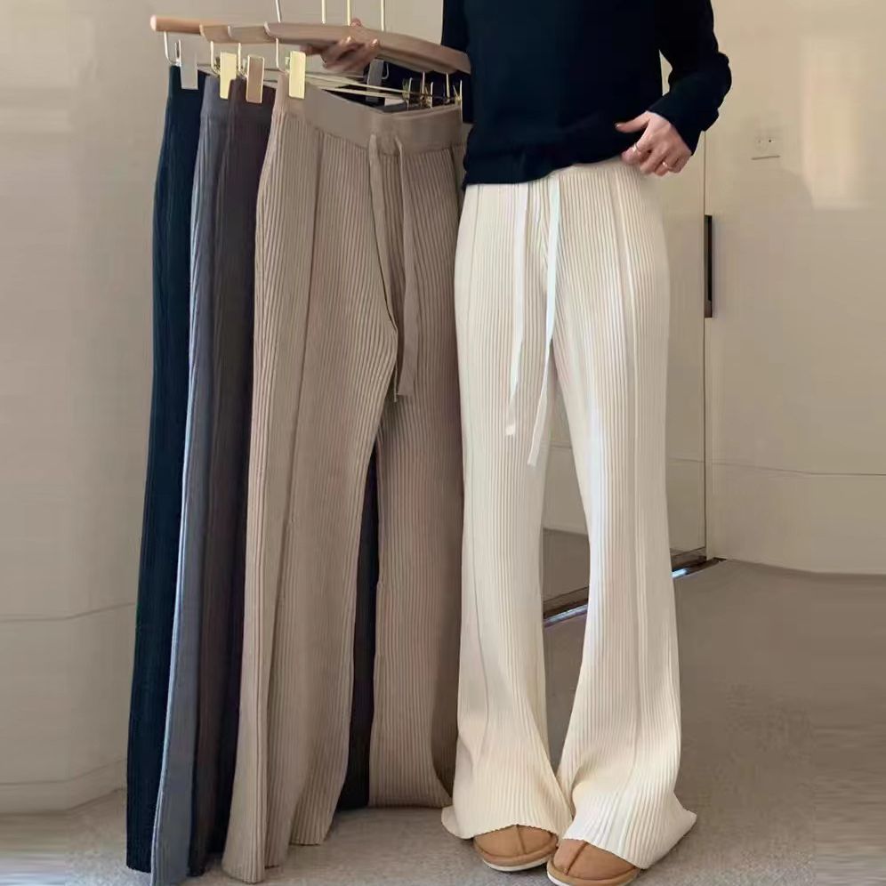 Damen Bequeme Plissee-Hose mit elastischem Bund und weitem Bein Drune