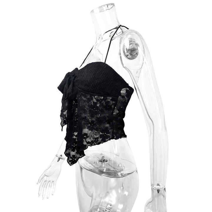 Damen Spitzen-Bustier mit Bindeband und transparentem Design Drune