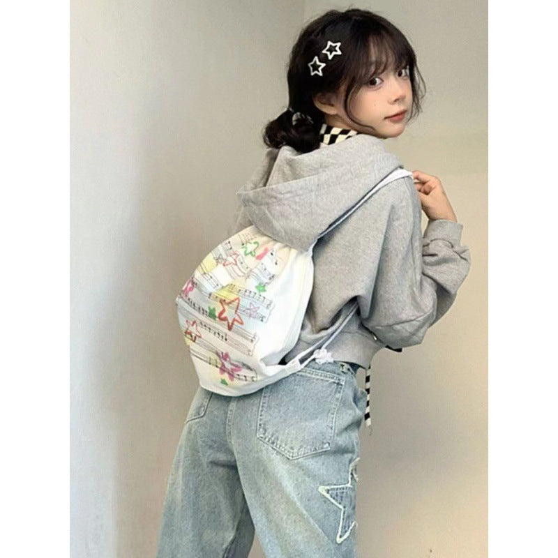 Damen cropped Kapuzenpullover mit kreativen Sternenapplikationen Drune