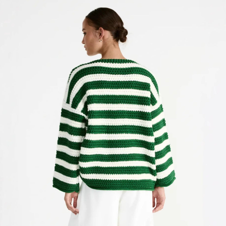 Damen lässiger Oversize-Pullover mit Streifenmuster Drune