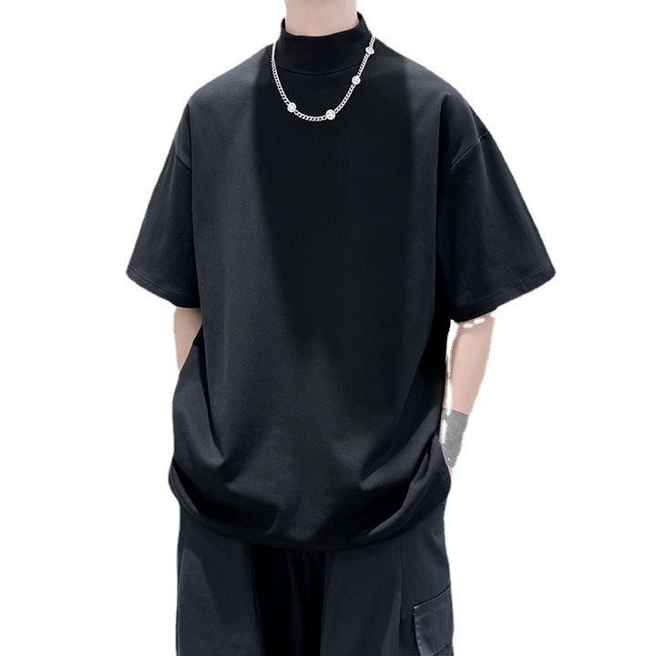 Herren nan oversized Rollkragen-T-Shirt mit halblangen Ärmeln und lässiger Boxy-Passform Drune
