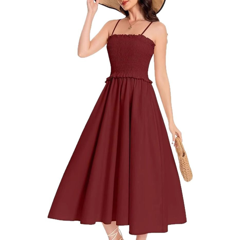 Damen elastisches Maxikleid mit Rüschendetails und geschmeidigem Material Drune